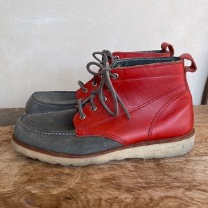 CASUAL LACE-UP COMFORT BOOTS Sebago Color Blocked Red Blue Leather MEN’S 9 RARE!